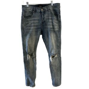 Fear Of God Distressed Denim Jeans Men 30x30 Light Blue Ankle Zip